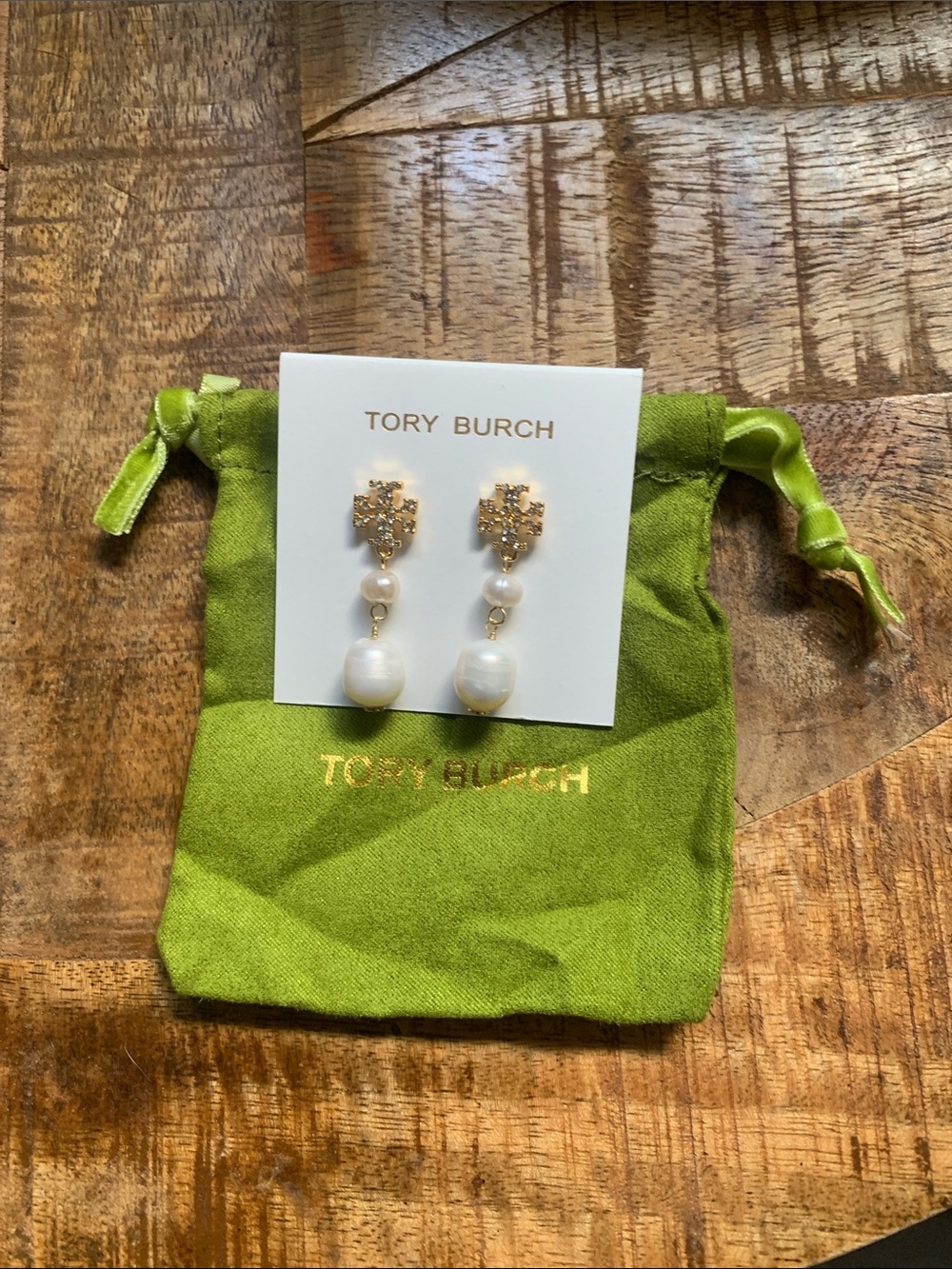 Tory Burch Pearl Dangle Earrings For Pierced Ears